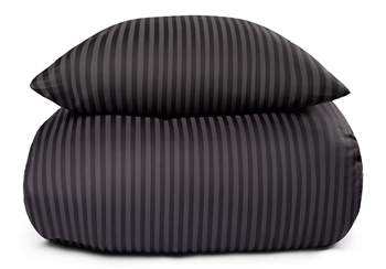 Sengetøj i 100% Bomuldssatin - 140x200 cm - Mørkegrå ensfarvet sengesæt - Borg Living sengelinned