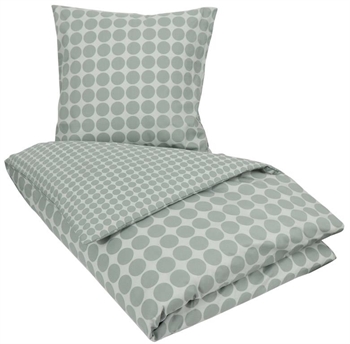 Sengetøj 200x200 cm - Circle green - Prikket sengetøj - 100% Bomuld - Borg Living dobbelt dynebetræk