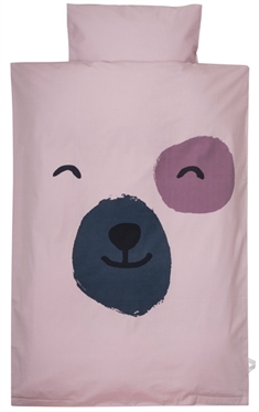 Baby sengetøj 70x100 cm - Bear lyserød - 100% økologisk bomuld