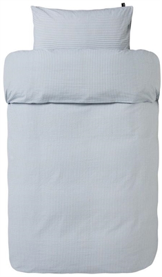 Stribet sengetøj 140x220 cm - Krepp sengesæt - Slumre Blåt sengetøj - 100% bomuld - Høie