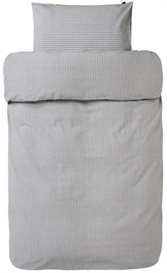 Stribet sengetøj 140x220 cm - Krepp sengesæt - Slumre Gråt sengetøj - Sengelinned i 100% bomuld - Høie