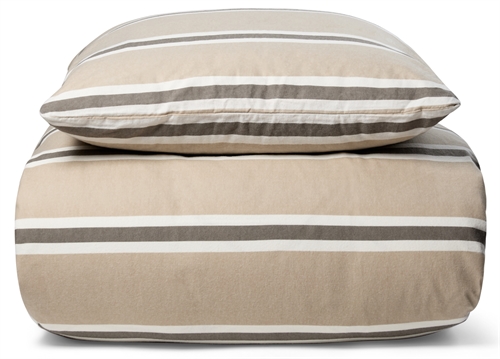 Flonel sengetøj - 140x200 cm - Stripe beige - 100% bomulds flonel - Nordstrand Home sengesæt
