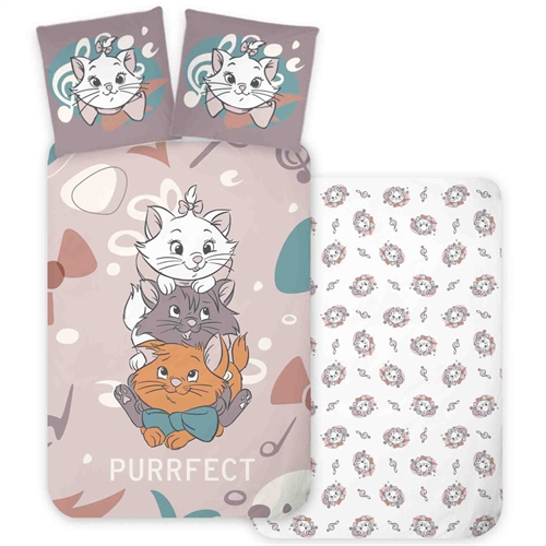 Aristocats sengetøj 140x200 cm - Vendbart sengesæt med killingerne fra Aristocats - 100% blødt bomulds sengelinned