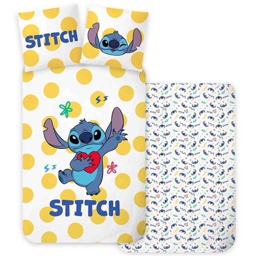 Lilo og Stitch sengetøj 140x200 cm - Vendbart sengesæt med Stitch - 100% blødt bomulds sengelinned