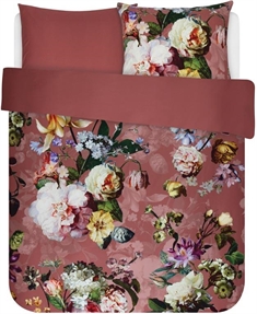 Blomstret sengetøj 200x220 cm - Fleur Dusty Rose - Rosa sengetøj - 2 i 1 design - 100% bomuldssatin - Essenza 