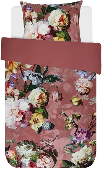 Sengetøj 140x200 cm - Fleur Dusty Rosa - 2 i 1 sengesæt - 100% bomuldssatin sengetøj - Essenza 