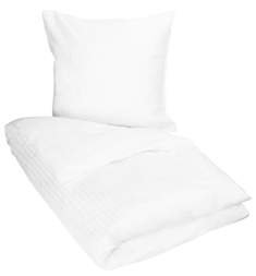 Hvidt sengetøj - 140x200 cm - Stribet sengetøj - Dynebetræk i 100% Bomuldssatin - Borg Living