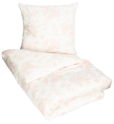 Blomstret sengetøj 150x210 cm - Flower rosa - Sengesæt i 100% Bomuldssatin - By Night sengelinned