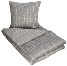 Gråt sengetøj 140x220 cm - Bomuldssatin sengetøj med mønster - By Night