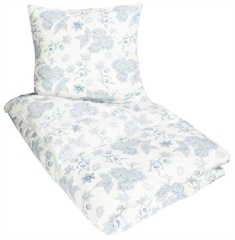Blomstret sengetøj 150x210 cm - Flower blue - Sengesæt i 100% Bomuldssatin - By Night sengelinned