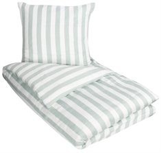 Dobbelt sengetøj 200x220 cm - Nordic Stripe Mint - Mint og Hvid - 100% Bomuldssatin 