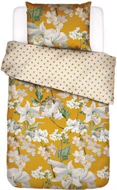 Blomstret sengetøj - 140x220 cm - Rosalee Mustard - 2 i 1 sengesæt - 100% Bomuldssatin - Essenza sengetøj