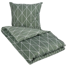 Dobbelt sengetøj 200x200 cm - Graphic harlekin - Grøn - 100% Bomuldssatin 