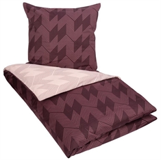 Dobbeltdyne sengetøj 200x200 cm - Sharp Lines - Bordeaux - 2 i 1 design - 100% Bomuldssatin 