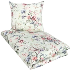 Støvet grøn sengetøj 140x220 cm - Blomstret sengetøj - Dynebetræk i vendbar design - 100% Bomuldssatin