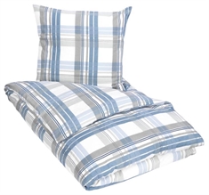 Flonel sengetøj - 140x200 cm - Check blue - Ternet sengetøj - 100% bomulds sengesæt - Excellent By Borg