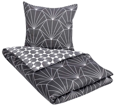 Dobbelt sengetøj 200x200 cm - Hexagon - grå - 2 i 1 design - 100% Bomuldssatin 
