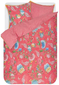 Pink sengetøj 140x220 cm - Good evening Coral - Blomstret sengetøj - Dobbeltsidet design - 100% bomuld - Pip Studio