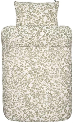 Sengetøj 140x200 cm - Cornelia oliven - Grønt og hvidt sengetøj - Dynebetræk i 100% bomuld - Høie sengetøj