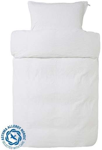 Vævet krepp sengetøj - 140x220 cm - Allergivenligt hvid krepp sengesæt i 100% bomuld - Høie of scandinavia pure white 