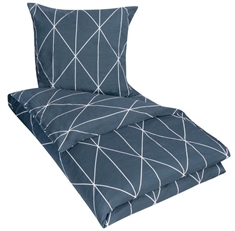 Sengetøj 140x220 cm - Graphic blue sengesæt - 100% Bomulds sengetøj