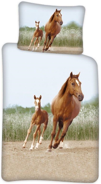 Heste sengetøj 140x200 cm - Sengelinned i 100% bomuld - Sengetøj børn