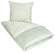 Sengetøj 240x220 cm - Check green - Mint - Jacquardvævet sengesæt - 100% Bomuldssatin sengetøj
