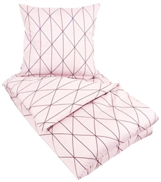 Kingsize sengetøj 240x220 cm - Harlequin rose - Lyserød - 100% Bomuldssatin 