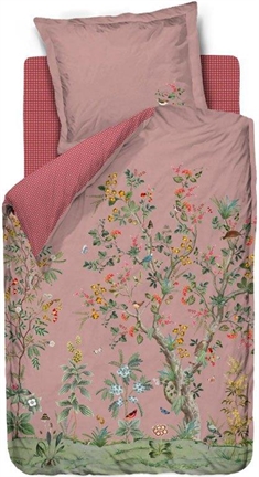 Sengetøj 140x200 cm - Wild and tree rosa - Dynebetræk med 2 i 1 design - 100% bomulds sengesæt - Pip Studio 