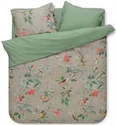 Pip Studio sengetøj - 140x220 cm - Floris Khaki - Vendbar dynebetræk - 100% bomulds sengesæt