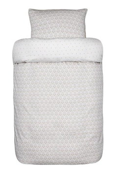 Creme sengetøj 140x220 cm - Gard - Mønstret sengetøj - Vendbart design - 100% bomuldssatin - Høie