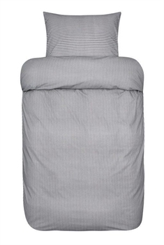 Stribet sengetøj 200x220 cm - Loke - Antracit gråt sengetøj - 100% Ekstra fin bomuld - Høie
