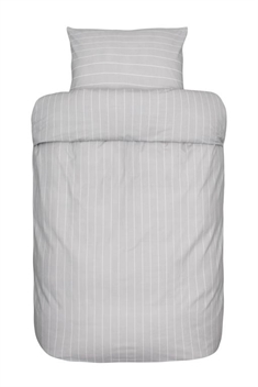 Sengetøj dobbeltdyne 200x220 cm - Simon gråt sengetøj - Stribet sengetøj - 100% bomuldsflonel - Høie