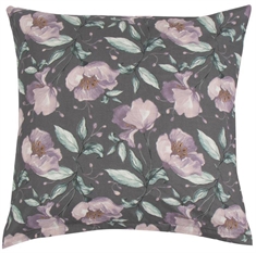 Pudebetræk 60x63 cm - Flower Lilac - Grå - 100% Bomuld