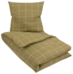 Dobbelt sengetøj 200x200 cm - Check Olive - Grøn - 100% Bomuld