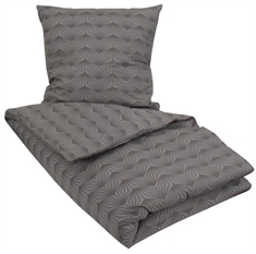 Gråt sengetøj 140x220 cm - Sengesæt med mønster - Sengelinned i 100% Bomuld