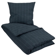 Sengetøj 140x200 cm - Geometric blåt sengetøj - Dynebetræk i 100% Bomuld - Borg Living sengesæt