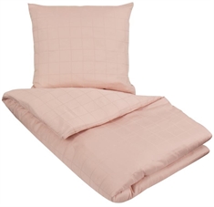 Ternet sengetøj 140x220 cm - Check Rosa - Lyserødt sengetøj - Jacquardvævet sengesæt - 100% bomuldssatin - By Night