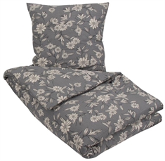 Blomstret sengetøj 140x220 cm - Grey Leaves - Gråt sengetøj - Bæk og bølge - Borg Living