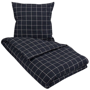 Kingsize sengetøj 240x220 cm - Blue Check - Bæk og bølge sengesæt - Borg Living dobbelt dynebetræk 
