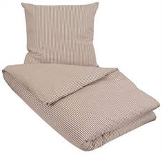 Stribet sengetøj 240x220 cm - Ingeborg Brown - Brunt sengetøj - 100% økologisk sengetøj