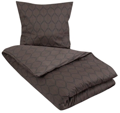 Dobbeltdyne sengetøj 200x200 cm - Leaves Grey - Gråt sengetøj - 100% Økologisk Bomuldssatin - By Night sengesæt