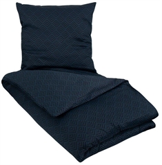 Sengetøj 240x220 cm - Square blue sengesæt - Mørke blå -100% Økologisk sengetøj - King size