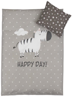 Baby sengetøj 70x100 cm - Zebra Grå - 2 i 1 design - 100% Bomuld
