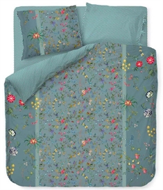 Dobbelt sengetøj 200x200cm - Petites Fleurs - Blue - 2 i 1 design - 100% bomuld - Pip Studio