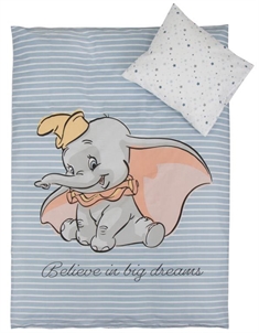 Dumbo junior sengetøj 100x140cm - Sengesæt med Dumbo - stjerner - 2 i 1 design - 100% bomuld