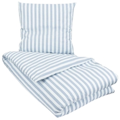 Stribet sengetøj - 140x200 cm - Stripes Blue - Lyseblå / Blåt sengetøj - Sengelinned i 100% Bomuld 
