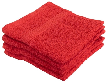 Vaskeklude 4-pak - 100% Blødt bomuld med høj absorberingsevne - 30x30 cm - Røde vaskeklude fra danske By Borg