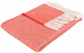 Uldplaid med finkæmmet uld - 130x200 cm - Blødt uldtæppe med rød zigzag mønster - By Borg plaid 