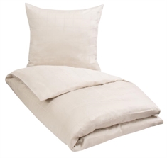Ternet sengetøj 240x220 cm - Check Sand - Sandfarvet sengesæt - Jacquard - 100% Bomuldssatin sengetøj